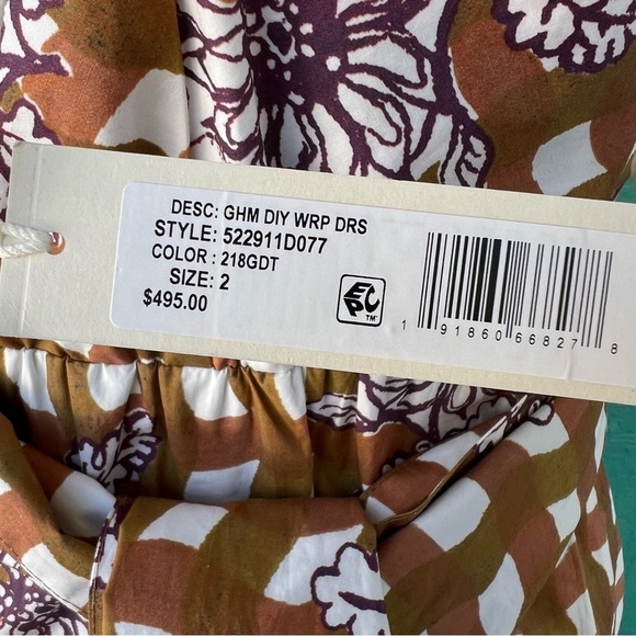 REBECCA TAYLOR GINGHAM DAISY PRINT WRAP DRESS SIZE 2 NWT - Picture 8 of 12